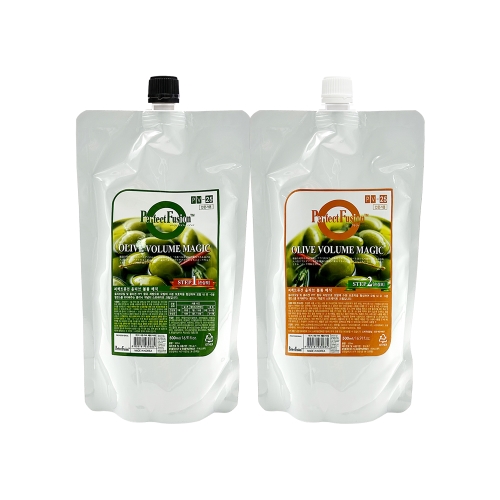 [본] 퍼펙트퓨전 올리브 볼륨 매직스트레이트(손상모) 1,2제 500g (2제 액상)